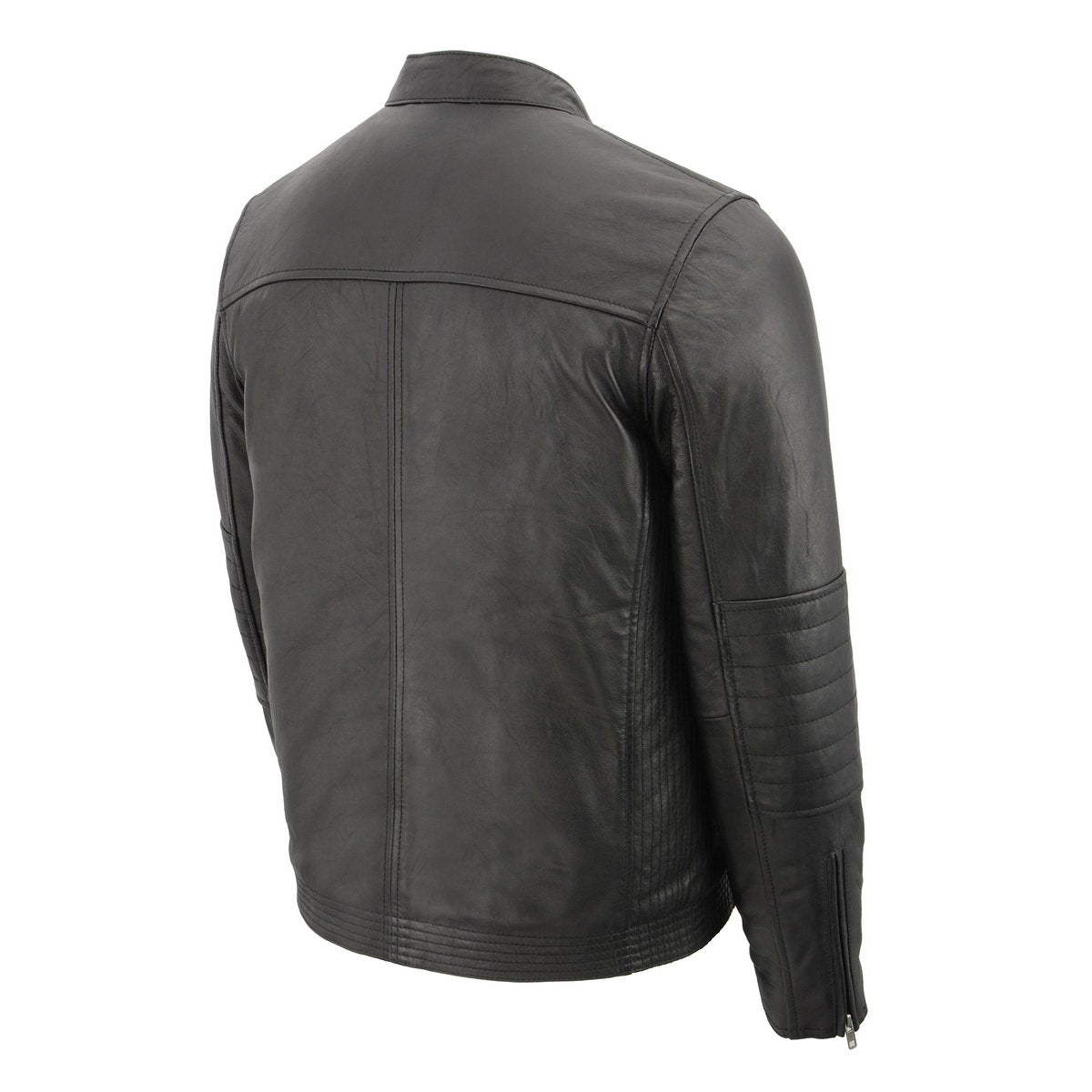 Milwaukee Leather SFM1806 Men's Black Euro Collar Cafe Style Leather Jacket