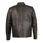 Milwaukee Leather SFM1855 Men's Black Brown Leather Moto Racer Jacket with Throat Latch