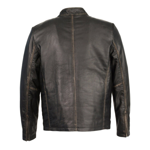 Milwaukee Leather SFM1855 Men's Black Brown Leather Moto Racer Jacket ...