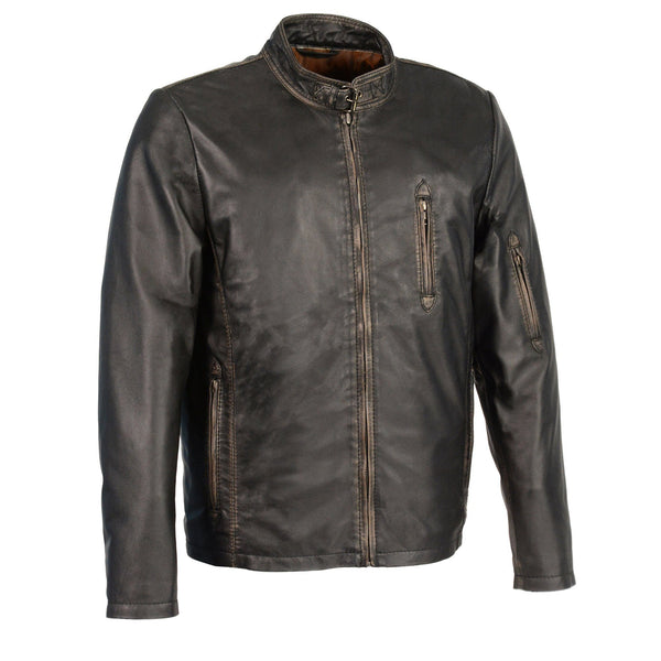 Milwaukee Leather SFM1855 Men's Black Brown Leather Moto Racer