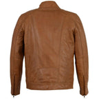 Milwaukee Leather Men's Saddle Color Lambskin Motorcycle Fashion Leather Jacket SFM1860