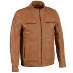 Milwaukee Leather Men's Saddle Color Lambskin Motorcycle Fashion Leather Jacket SFM1860
