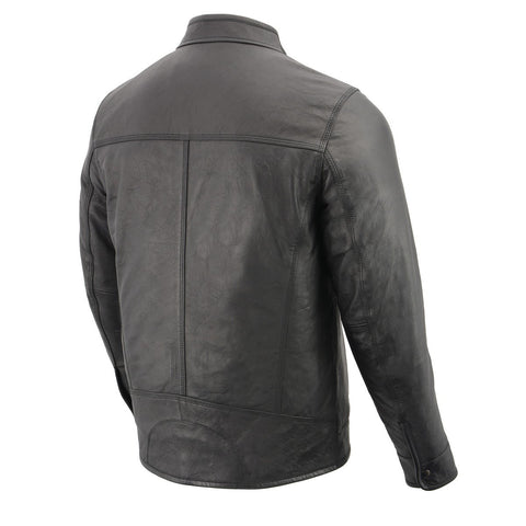 Milwaukee Leather SFM1866 Men's Classic Black Moto Leather Jacket with Zipper Front - Milwaukee Leather Mens Leather Jackets