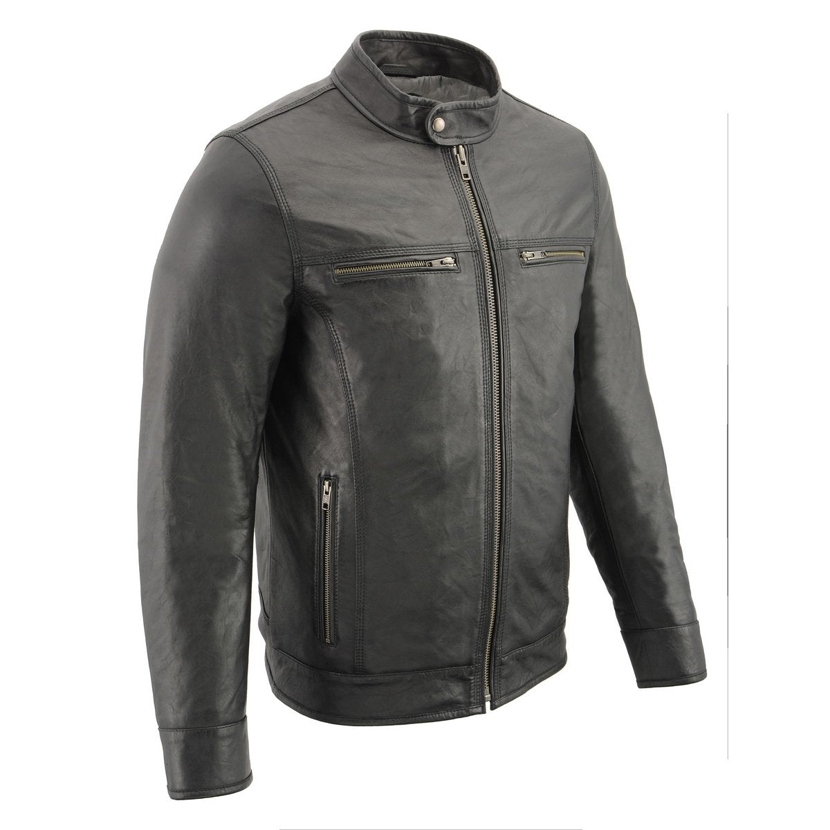 Milwaukee Leather SFM1866 Men's Classic Black Moto Leather Jacket with