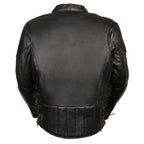 Milwaukee Leather SH1010 Men's Tall Sizes 'Scooter' Black Vented Leather Jacket with Side Laces - Milwaukee Leather Mens Leather Jackets
