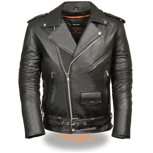 Milwaukee Leather SH1011TALL Black Classic Brando Motorcycle Jacket fo