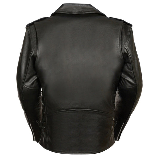 Milwaukee Leather SH1011 Tall Men's Classic Side Lace Police Style Motorcycle Leather Jacket - Milwaukee Leather Mens Leather Jackets