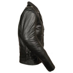 Milwaukee Leather SH1011 Tall Men's Classic Side Lace Police Style Motorcycle Leather Jacket - Milwaukee Leather Mens Leather Jackets