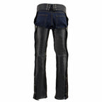 Milwaukee Leather Chaps for Men's Black Premium Leather- Classic Jean Style Pockets Motorcycle Riders Chap - SH1101