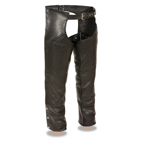 Milwaukee Leather Chaps for Men's Black Leather Slash Pocket- Snap