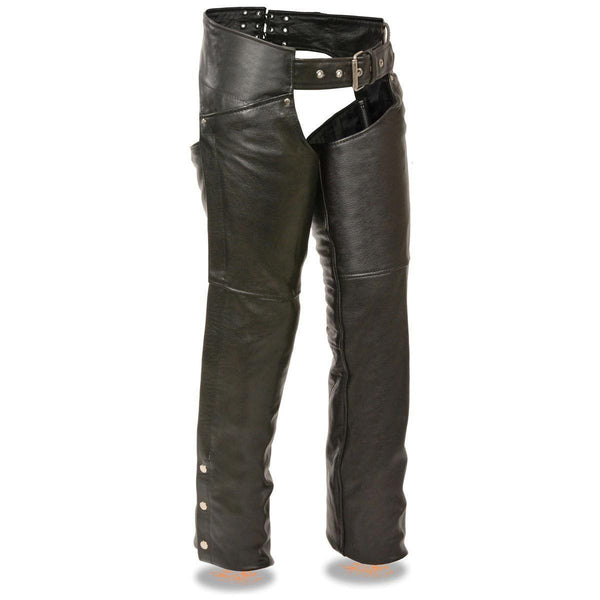 Milwaukee Leather Chaps for Women Black Premium Skin - Deep Hip Pockets  Back Thigh Laces Motorcycle Chap - SH1173