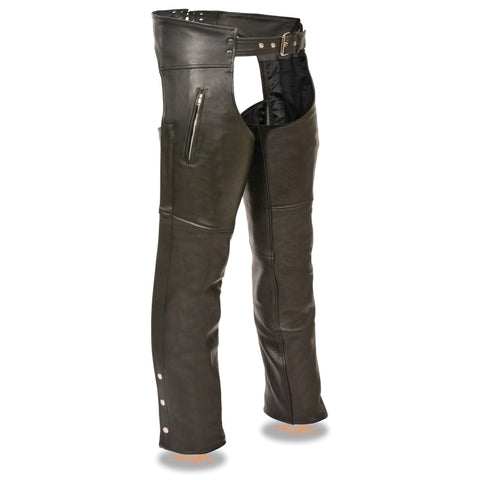 Milwaukee Leather Chaps for Men's Black Prime Leather Zipped Thigh Poc ...