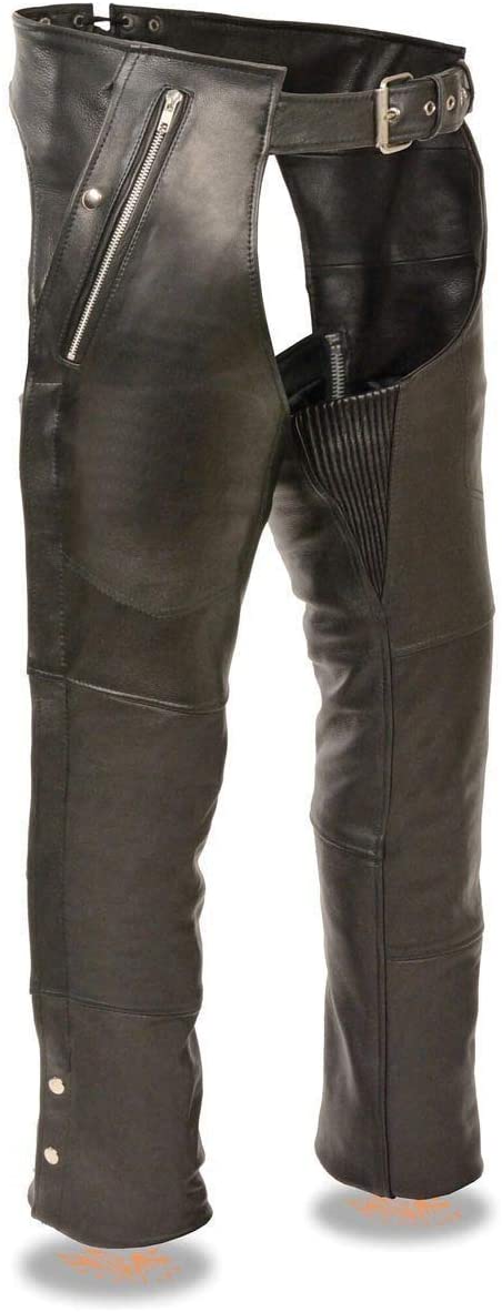 Milwaukee Leather SH1191C Men's 'Hip Set' Black Leather Chaps with Four Pockets - Milwaukee Leather Men's Leather Chaps