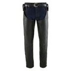 Milwaukee Leather Chaps for Men's Black Leather Belt Less- Adjustable Side Snap Loop Motorcycle Riders Chap- SH1198