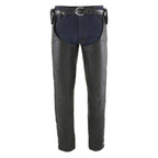 Milwaukee Leather SH1198 Men's Black Adjustable Side Snap Belt Less Chaps - Milwaukee Leather Mens Leather Chaps