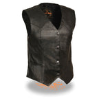 Milwaukee Leather SH1227 Ladies Classic Black Leather  Four Snap Vest with Gun Pockets - Milwaukee Leather Womens Leather Vests
