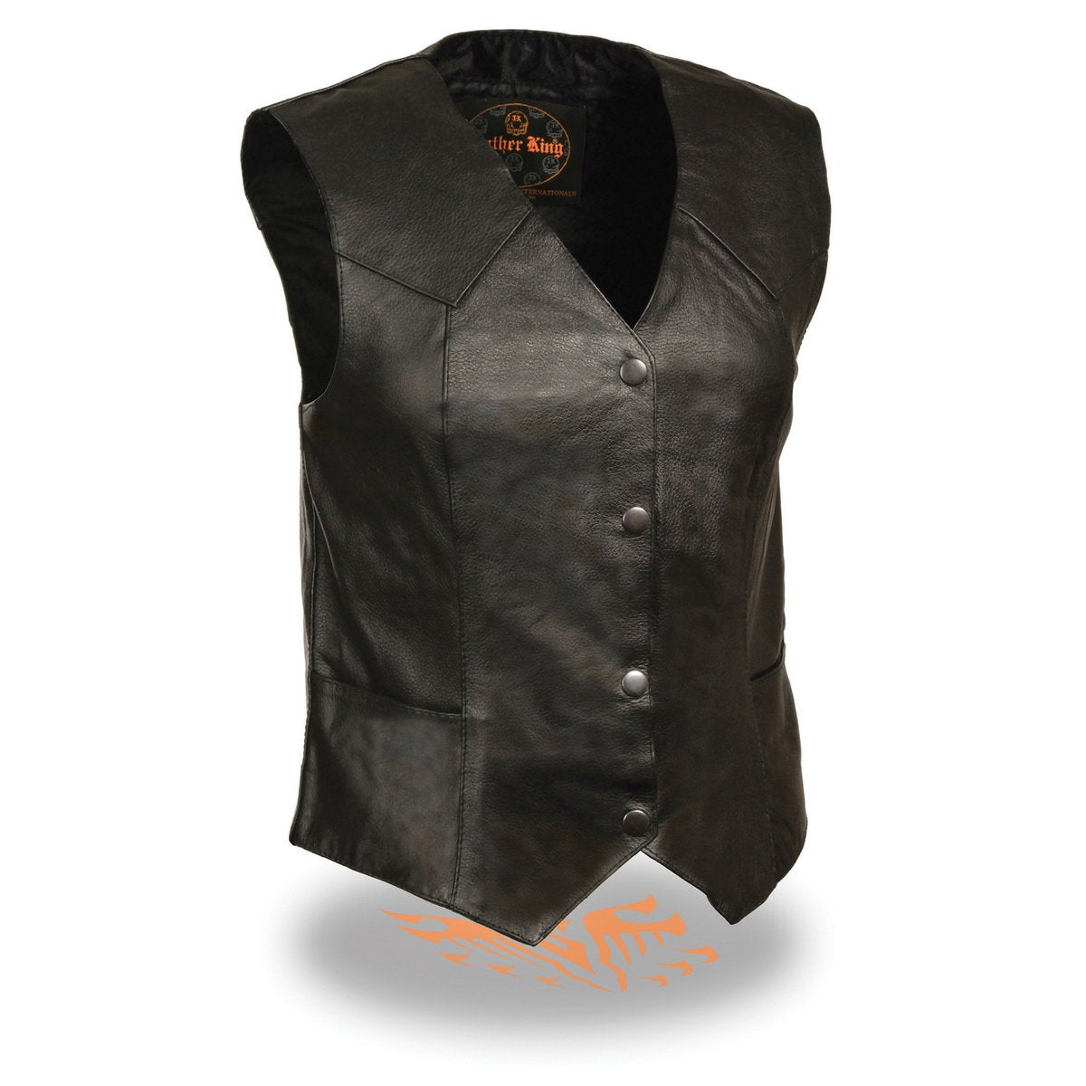 Milwaukee Leather SH1227 Ladies Classic Black Leather  Four Snap Vest with Gun Pockets - Milwaukee Leather Womens Leather Vests