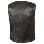 Milwaukee Leather SH1246Z Ladies 'Braided' Black Leather Classic  Zipper Front Vest - Milwaukee Leather Womens Leather Vests