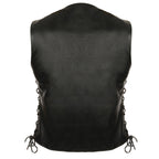 Milwaukee Leather SH1292 Ladies Black Side Laced Leather 6 Pocket Vest with Gun Pockets - Milwaukee Leather Womens Leather Vests