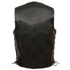 Milwaukee Leather SH1315 Men's Black Leather Classic Side Lace Biker Vest - Milwaukee Leather Mens Leather Vests