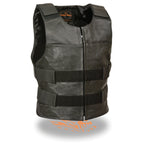 Milwaukee Leather SH1367Z Men's Black 'Replica Bullet Proof Style'Leather Zipper Vest - Milwaukee Leather Mens Leather Vests
