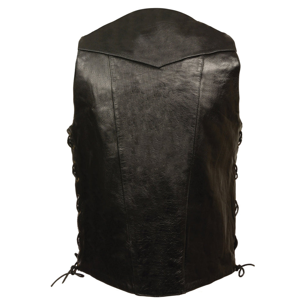 Milwaukee Leather SH1392Tall Men's Tall Sizes Black Leather 10 Pocket Vest with Gun Pockets - Milwaukee Leather Mens Leather Vests