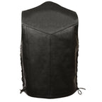 Milwaukee Leather SH1397 Men's Classic Black Leather Side Lace Vest with Gun Pockets - Milwaukee Leather Mens Leather Vests