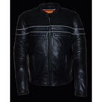Milwaukee Leather SH1408 Men's Sporty Crossover Vented Black Leather Scooter Jacket with Gun Pocket - Milwaukee Leather Mens Leather Jackets