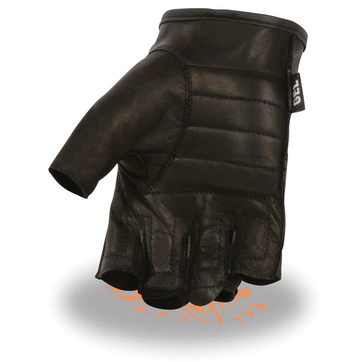 Milwaukee Leather SH195 Men's 'Open Knuckles' Black Leather Fingerless Gloves with Gel Palm - Milwaukee Leather Mens Leather Gloves