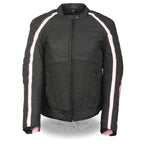 Milwaukee Performance SH1954 Women's Black and Pink Textile Jacket with Stud and Wings Detailing - Milwaukee Performance Womens Textile Jackets