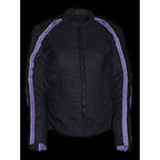 Milwaukee Performance SH1954 Women's Black and Purple Textile Jacket with Stud and Wings Detailing - Milwaukee Performance Womens Textile Jackets