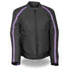 Milwaukee Performance MPL1954 Women's 'Studded Wings' Black and Purple Textile Moto Jacket - Milwaukee Performance Womens Textile Jackets