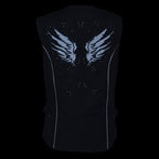 Milwaukee Leather SH1955 Ladies Black Textile Vest with Wing Embroidery