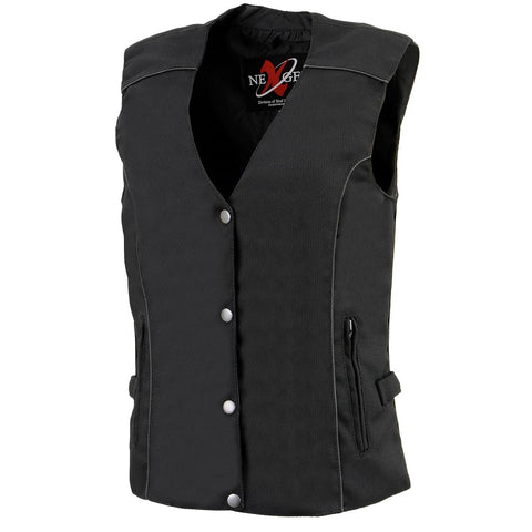 Milwaukee Leather SH1955 Ladies Black Textile Vest with Wing Embroidery