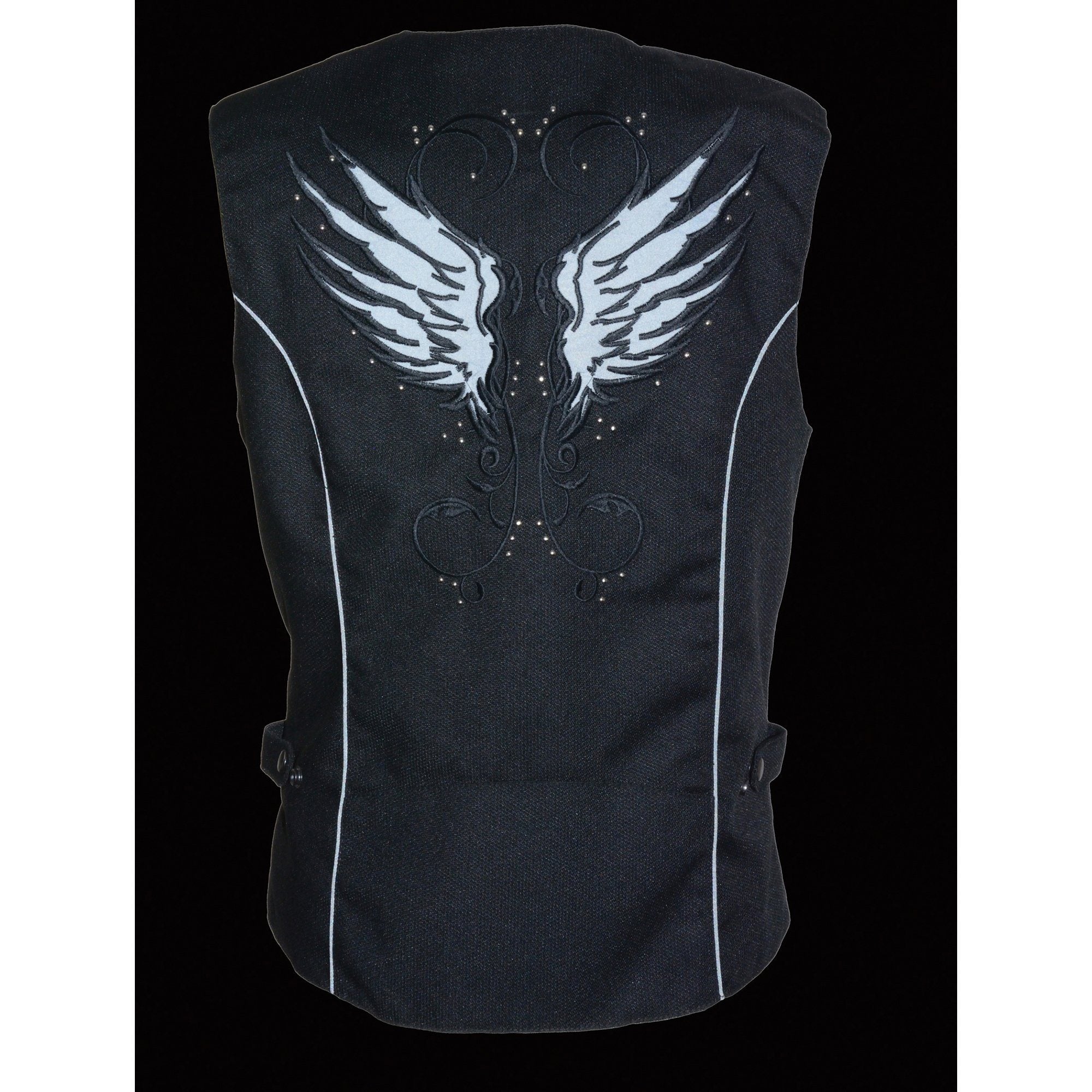 Milwaukee Performance SH1955 Ladies Black Textile Vest with Wing Embroidery - Milwaukee Performance Womens Textile Vests