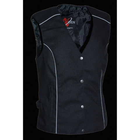 Milwaukee Performance SH1955 Ladies Black Textile Vest with Wing Embroidery - Milwaukee Performance Womens Textile Vests