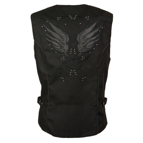 Milwaukee Performance SH1955 Ladies Black Textile Vest with Wing Embroidery - Milwaukee Performance Womens Textile Vests