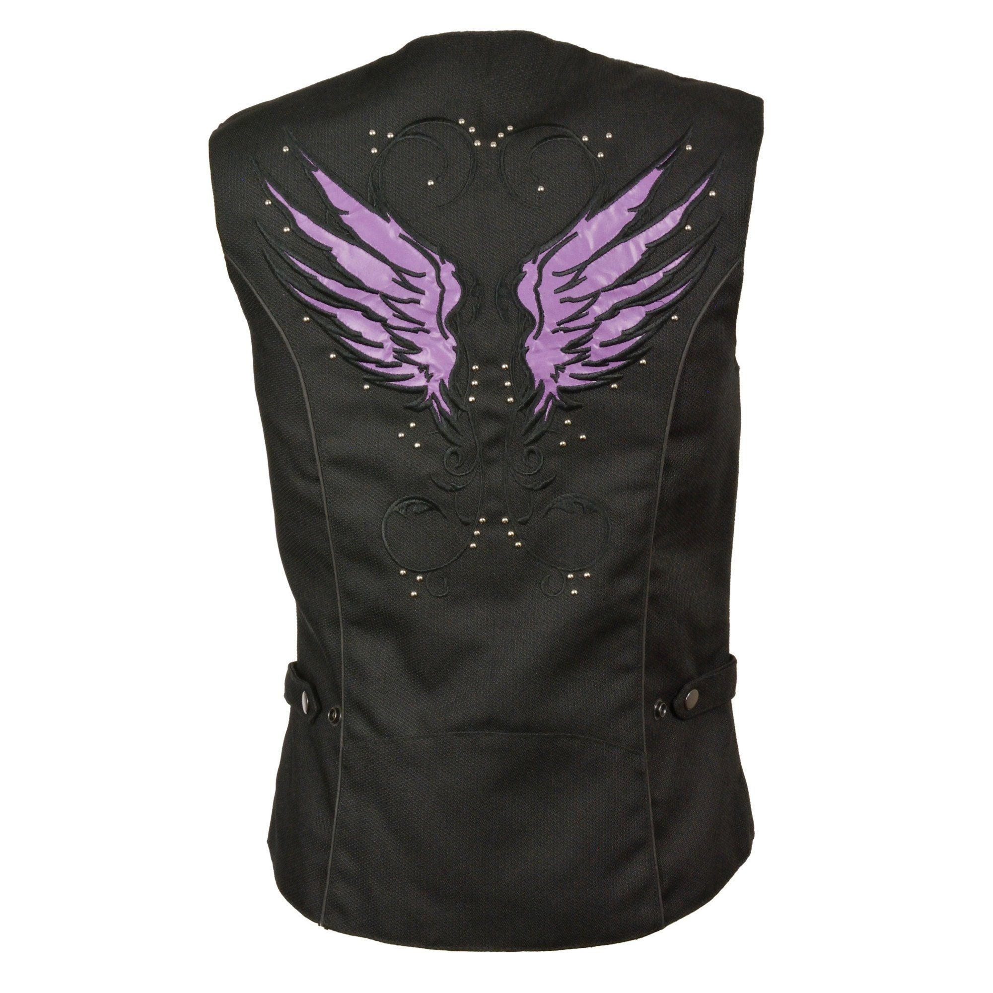 Milwaukee Performance MPL1955 Ladies 'Winged Embroidery' Black and Purple Textile Vest - Milwaukee Performance Womens Textile Vests