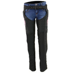 Milwaukee Leather SH1956 Women's 'Winged' Black and Pink Textile Chaps