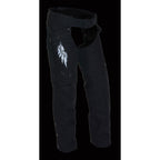 Milwaukee Performance SH1956 Women's 'Winged' Solid Black Textile Chaps - Milwaukee Performance Womens Textile Chaps