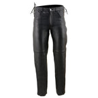Milwaukee Leather SH1987 Men's Black Leather Deep Pocket Motorcycle Over Pants with Side Laces