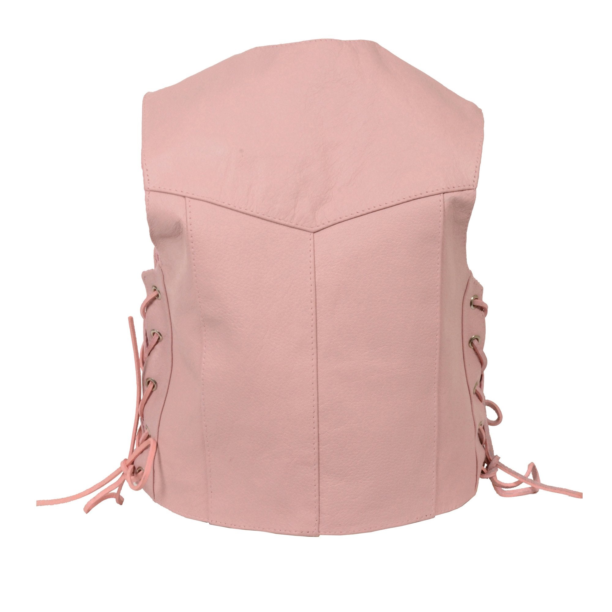 Milwaukee Leather SH2011LPNK Girls Pink Classic Three Snap Leather Vest - Milwaukee Leather Girls Leather Vets
