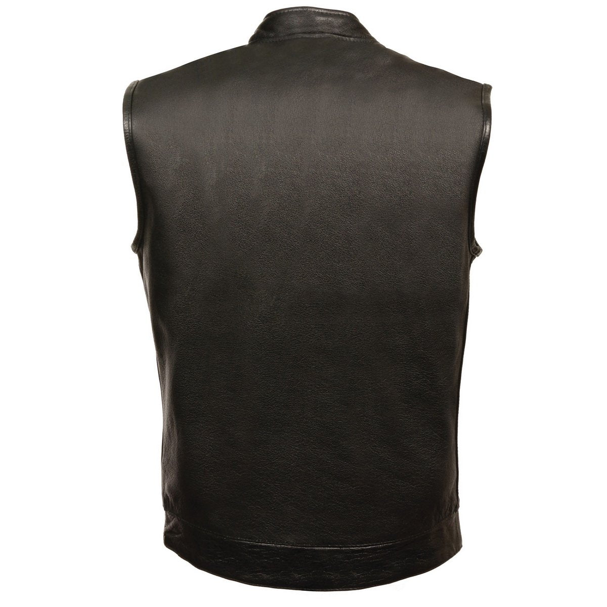 Milwaukee Leather SH2036 Men's Black 'Club' Open Neck Leather Vest with Dual Gun Pockets - Milwaukee Leather Mens Leather Vests