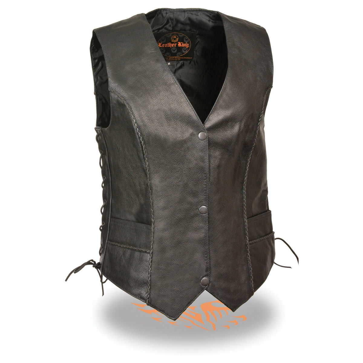 Milwaukee Leather SH2045 Ladies Black 'Braided' Leather Vest - Milwaukee Leather Womens Leather Vests