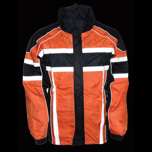 Milwaukee Leather SH233102 Men's Black and Orange Water Resistant Rain Suit with Reflective Tape