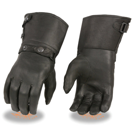 Xelement XG264 Men's Black Leather Thermal Lined Gauntlet Gloves