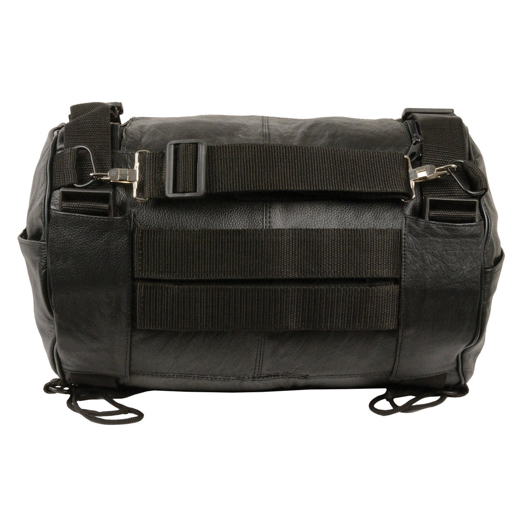 Milwaukee Leather SH535 Leather Roll Bag Mounts to Sissy Bar Easily (14X10X10)