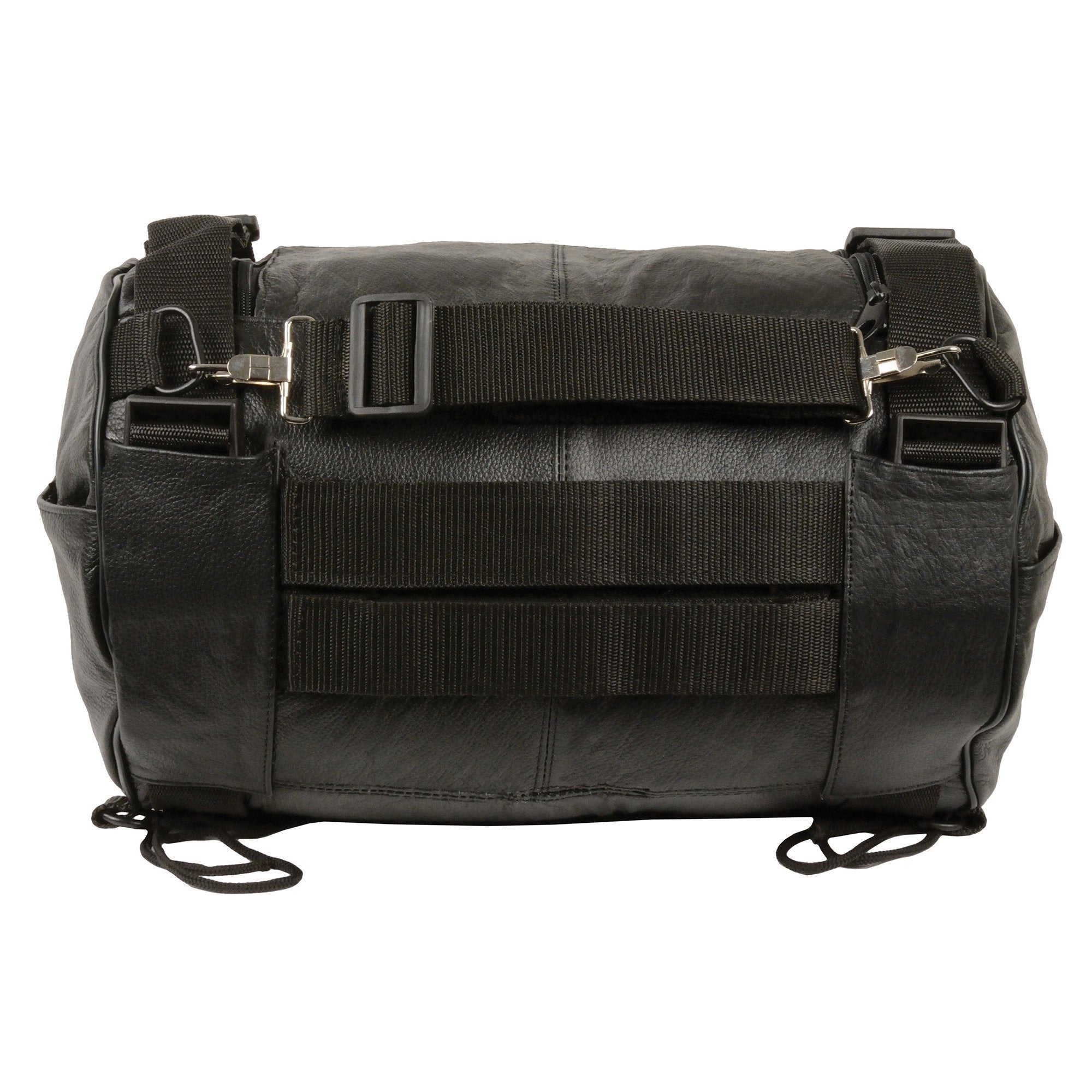 Milwaukee Leather SH535 Leather Roll Bag Mounts to Sissy Bar Easily (14X10X10)