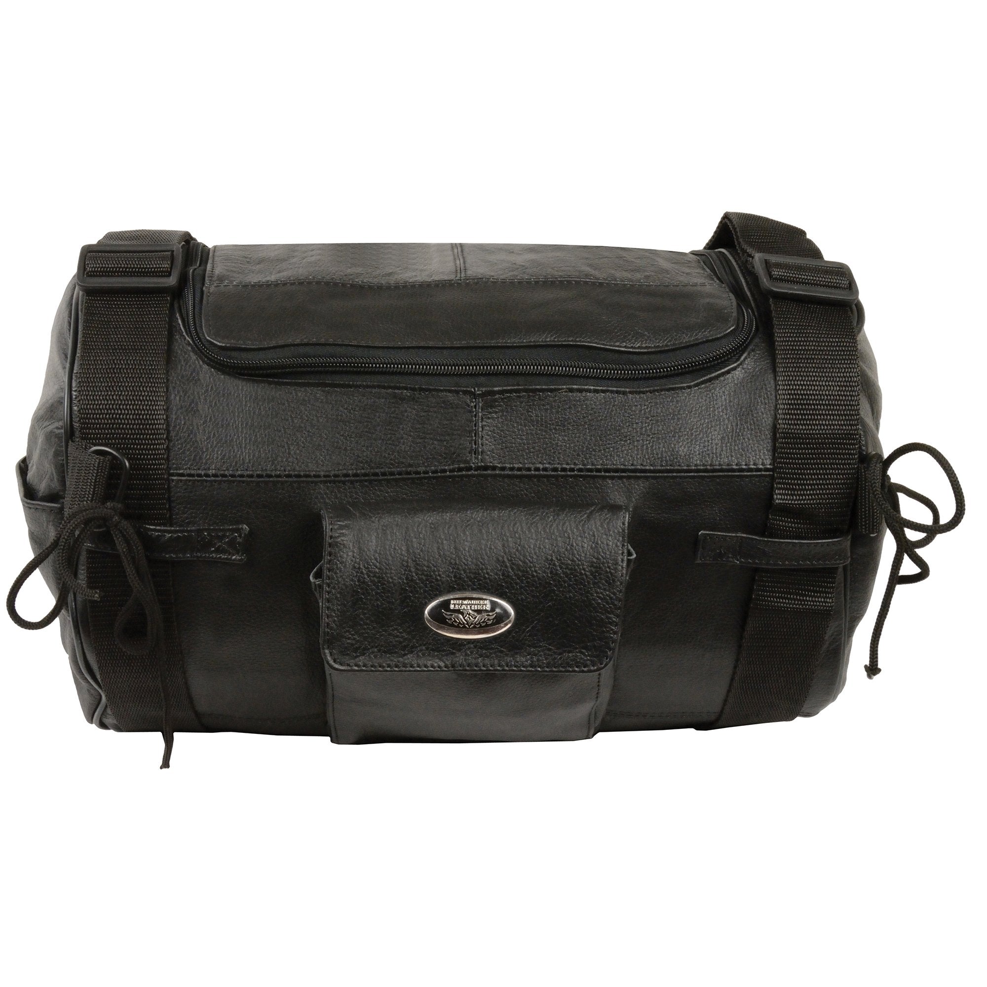 Milwaukee Leather SH535 Leather Roll Bag Mounts to Sissy Bar Easily (14X10X10)