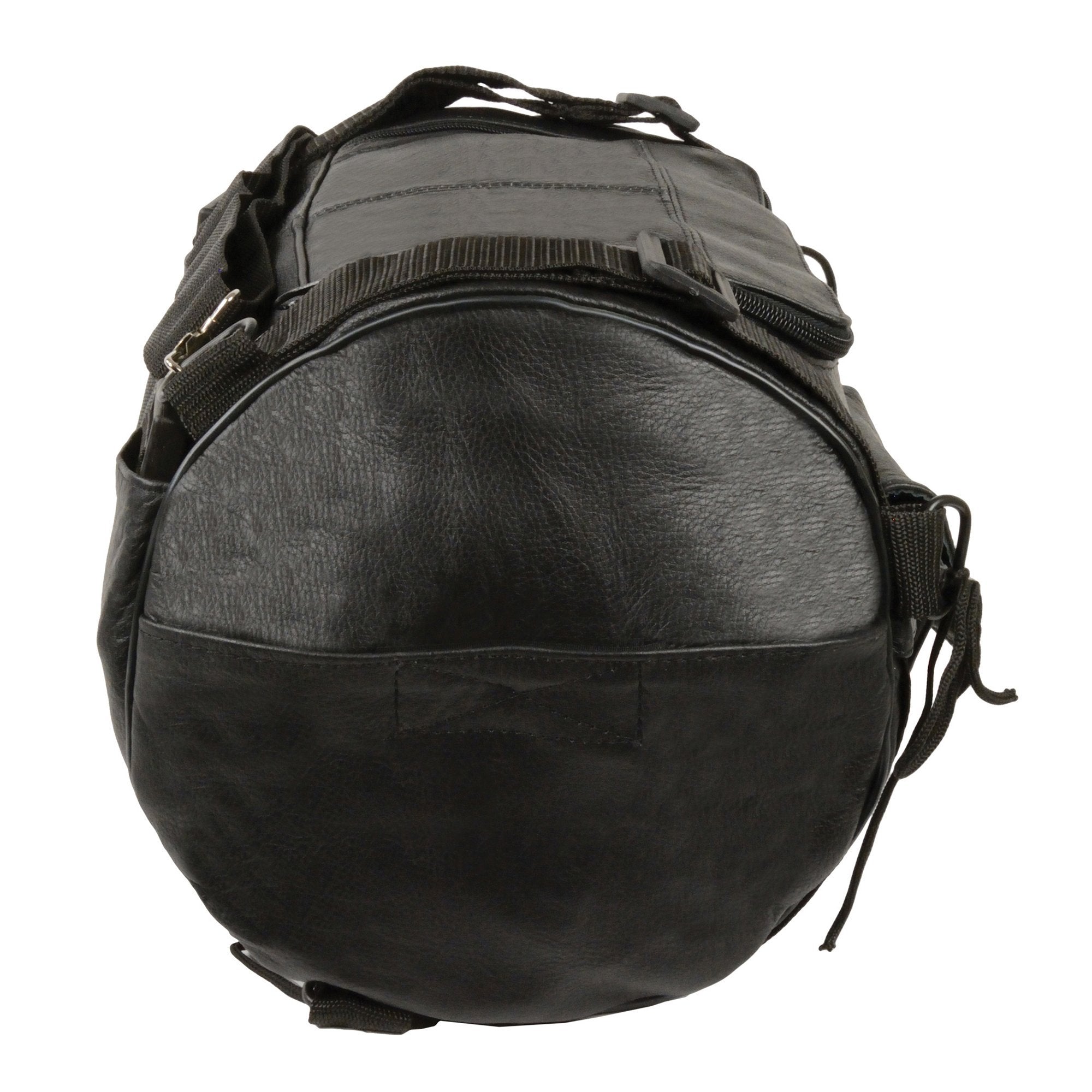 Milwaukee Leather SH535 Leather Roll Bag Mounts to Sissy Bar Easily (14X10X10)